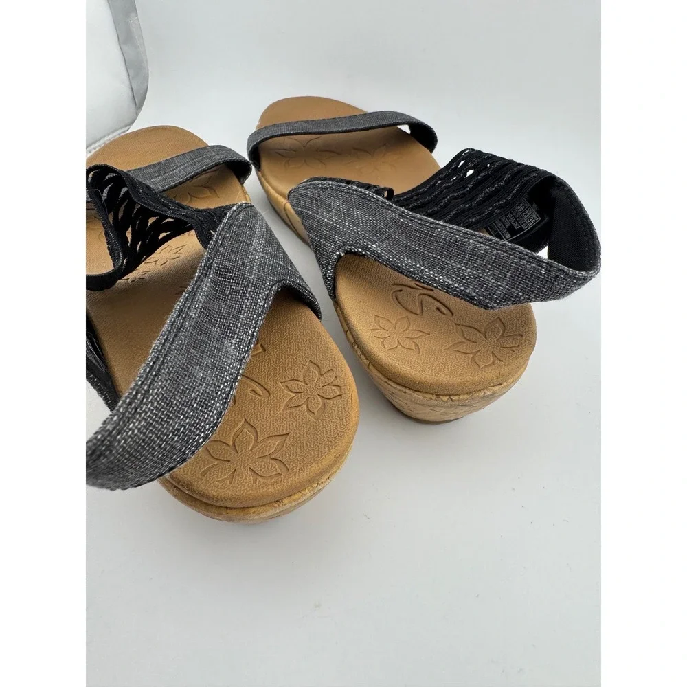 Skechers‎ Wedge Sandals 6 Black Luxe Foam Slingback 119013 (1885)